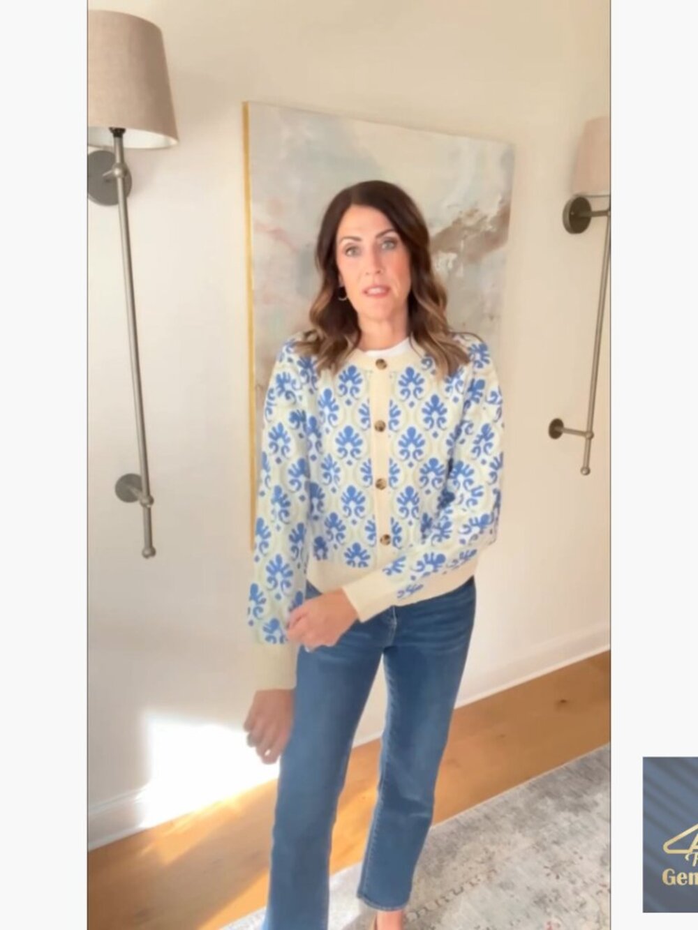Long Sleeve Floral Cardigan Sweater Open Front Button Down Vintage Outerwear - Picture 7 of 7